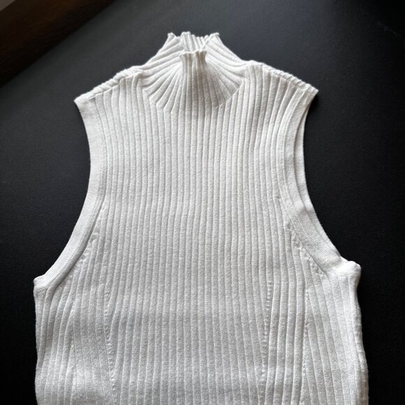 Madewell Tank Sweater White XXS Knit Ribbed Mock Neck Top NWT Minimalist Office - Picture 4 of 13